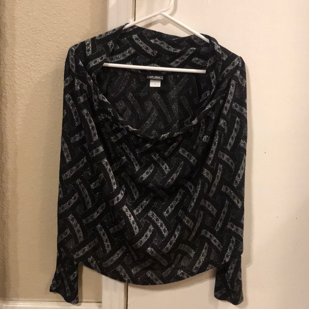 Sparkly cowled long sleeve top